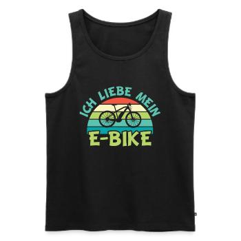 E-Bike | Ich liebe Mein E-Bike - Männer Premium Bio Tank Top - Schwarz - Vorne - Michal (187cm)