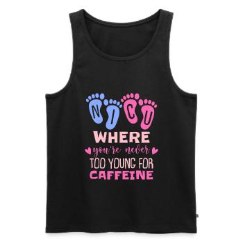 Caffeine NICU Nurse - Men's Premium Organic Tank Top - black - Front - AI Model Male 178 light (178cm)