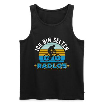 Fahrrad | Ich bin selten Radlos - Männer Premium Bio Tank Top - Schwarz - Vorne - Michal (187cm)