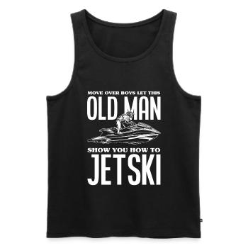Jet Ski Old Man Gift - Men's Premium Organic Tank Top - black - Front - AI Model Male 178 light (178cm)
