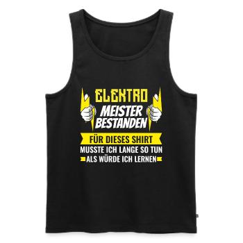 Lustige Elektromeister Prüfung bestanden Sprüche - Männer Premium Bio Tank Top - Schwarz - Vorne - Michal (187cm)