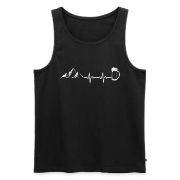 Wandern Wanderer Bier EKG Herzschlag - Männer Premium Bio Tank Top - Schwarz - Vorne - Michal (187cm)