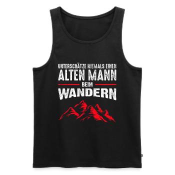 Wandern - Alter Mann | Retro lustige Sprüche - Männer Premium Bio Tank Top - Schwarz - Vorne - Michal (187cm)