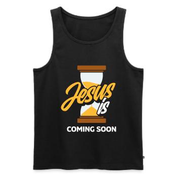 Pastor Jesus coming soon Pastor - Men's Premium Organic Tank Top - black - Front - AI Model Male 178 light (178cm)