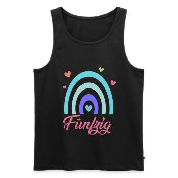 50. Geburtstag Regenbogen - Männer Premium Bio Tank Top - Schwarz - Vorne - AI Model Male 178 light (178cm)