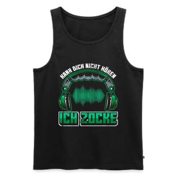 Gamer | Zocker Spruch mit Headset - Männer Premium Bio Tank Top - Schwarz - Vorne - Michal (187cm)