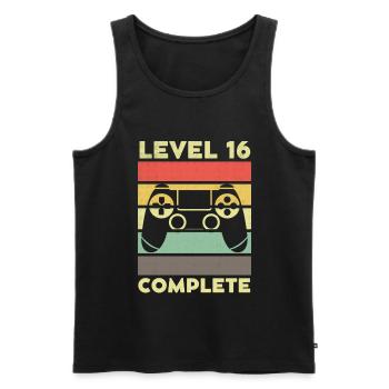 Level 16 Complete 16 Jahre 16. Geburtstag - Männer Premium Bio Tank Top - Schwarz - Vorne - AI Model Male 178 light (178cm)