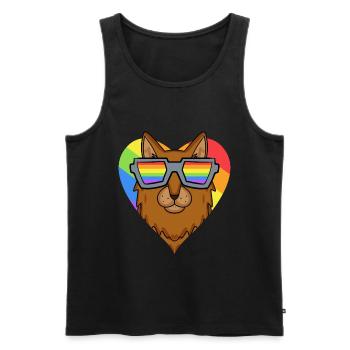 LGBT Katze Somali Regenbogen - Männer Premium Bio Tank Top - Schwarz - Vorne - AI Model Male 178 light (178cm)