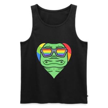 LGBT Tier Krokodil Regenbogen - Männer Premium Bio Tank Top - Schwarz - Vorne - AI Model Male 178 light (178cm)