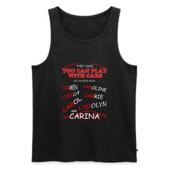 Ich spiele noch mit Autos - Männer Premium Bio Tank Top - Schwarz - Vorne - AI Model Male 178 light (178cm)