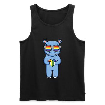 LGBT Tier Nilpferd Regenbogen - Männer Premium Bio Tank Top - Schwarz - Vorne - AI Model Male 178 light (178cm)