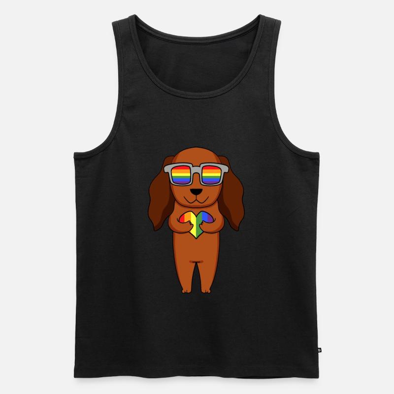 LGBT Hund Dackel Regenbogen - Männer Premium Bio Tank Top - Schwarz