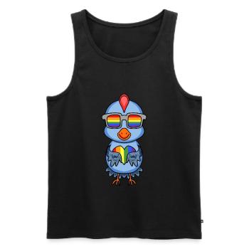 LGBT Tier Huhn Regenbogen - Männer Premium Bio Tank Top - Schwarz - Vorne - AI Model Male 178 light (178cm)