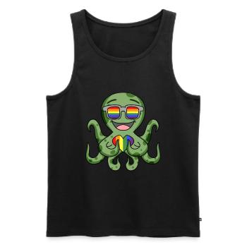 LGBT Tier Krake Regenbogen - Männer Premium Bio Tank Top - Schwarz - Vorne - AI Model Male 178 light (178cm)