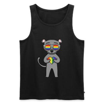 LGBT Tier Panther Regenbogen - Männer Premium Bio Tank Top - Schwarz - Vorne - AI Model Male 178 light (178cm)