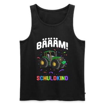 Einschulung Geschenk | Traktor Junge Geschenkidee - Männer Premium Bio Tank Top - Schwarz - Vorne - Michal (187cm)
