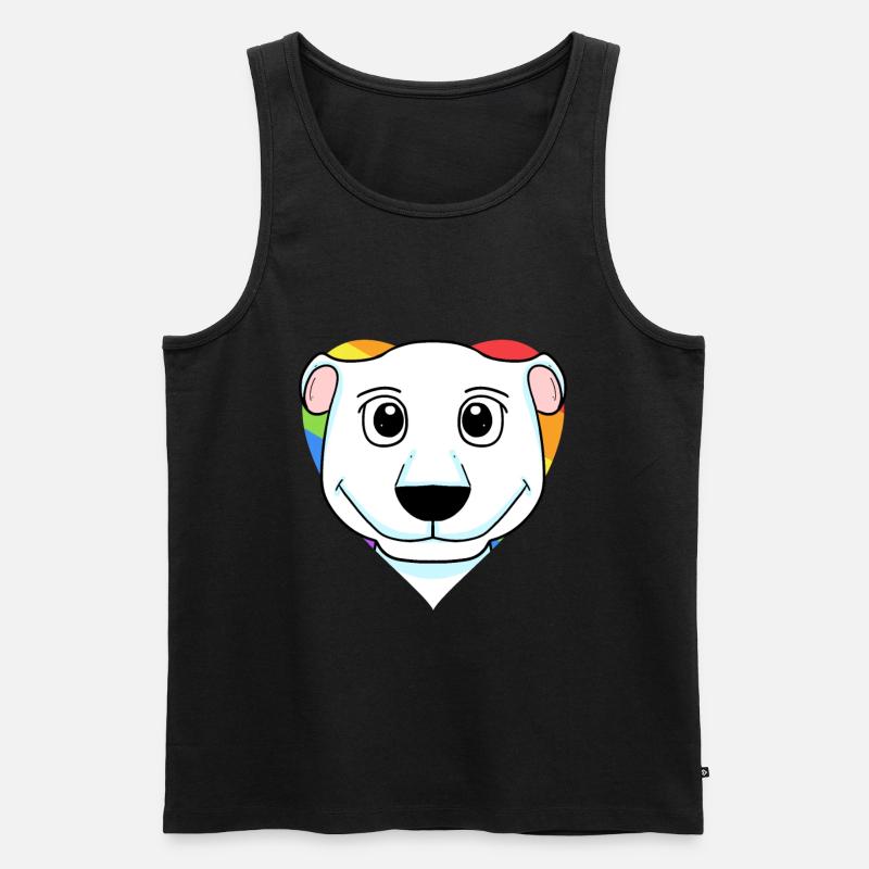 LGBT Tier Eisbär Regenbogen Herz - Männer Premium Bio Tank Top - Schwarz