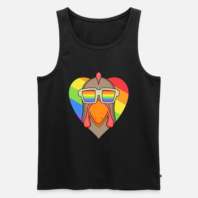 LGBT Tier Huhn Regenbogen Herz - Männer Premium Bio Tank Top - Schwarz