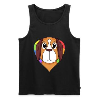 Cœur arc-en-ciel de chien St. Bernard - Débardeur bio Premium Homme - noir - Devant - AI Model Male 178 light (178cm)