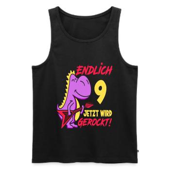 Dinosaurier 9. Geburtstag Gitarre Mädchen Geschenk - Männer Premium Bio Tank Top - Schwarz - Vorne - Michal (187cm)
