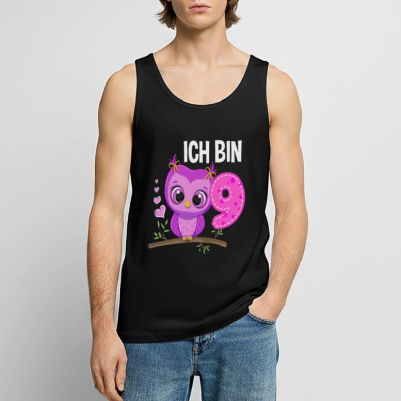 Ich Bin 9 Eule 9. Geburtstag Eulen Mädchen Männer Premium Bio Tank Top