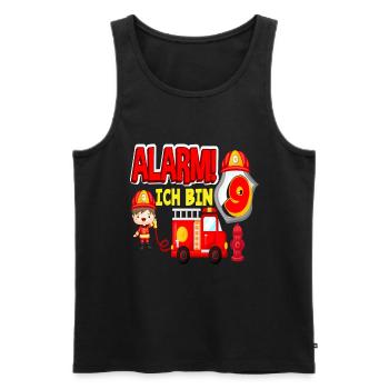 Alarm Ich Bin 9. Geburtstag Feuerwehr Junge - Männer Premium Bio Tank Top - Schwarz - Vorne - Michal (187cm)