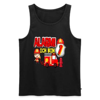 Alarm Ich Bin 1. Geburtstag Feuerwehr Junge - Männer Premium Bio Tank Top - Schwarz - Vorne - Michal (187cm)