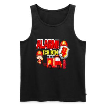 Alarm Ich Bin 4. Geburtstag Feuerwehr Junge - Männer Premium Bio Tank Top - Schwarz - Vorne - Michal (187cm)