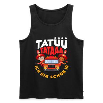 Tatüü TaTaaa 10. Geburtstag Feuerwehr Jungs - Männer Premium Bio Tank Top - Schwarz - Vorne - Michal (187cm)