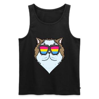 Pansexual Persian Cat - Cat with Glasses - Men's Premium Organic Tank Top - black - Front - AI Model Male 178 light (178cm)