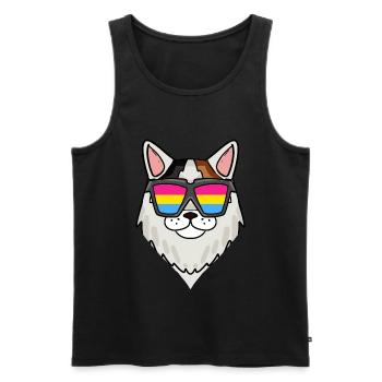 Pansexual Turkish Van - Cat with Glasses - Men's Premium Organic Tank Top - black - Front - Michal (187cm)