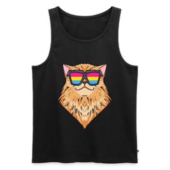 Pansexual Persian Cat - Cat with Glasses - Men's Premium Organic Tank Top - black - Front - Michal (187cm)