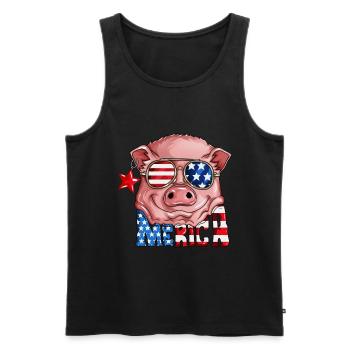USA Flagge Schweinkostüm Merica Nationalfeiertag - Männer Premium Bio Tank Top - Schwarz - Vorne - Michal (187cm)