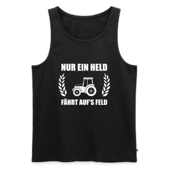 Nur ein Held fährt aufs Feld Landwirtschaft Bauer - Männer Premium Bio Tank Top - Schwarz - Vorne - Michal (187cm)