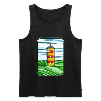 Pilsumer Leuchtturm Germany - Männer Premium Bio Tank Top - Schwarz - Vorne - AI Model Male 178 light (178cm)