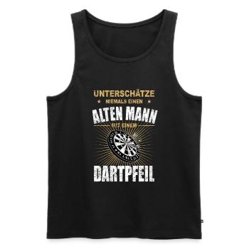 Darts Dartspieler Geschenk Dartpfeil Retro Vintage - Männer Premium Bio Tank Top - Schwarz - Vorne - Michal (187cm)