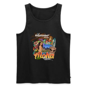 Paradis d'été à Hawaï - Débardeur bio Premium Homme - noir - Devant - Michal (187cm)
