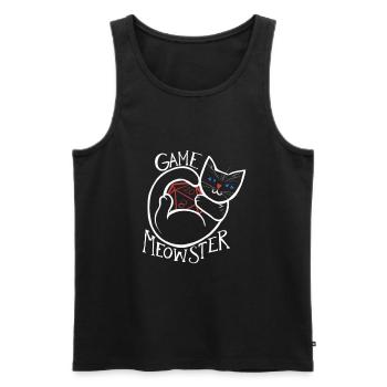 game meowster cat - Men's Premium Organic Tank Top - black - Front - AI Model Male 178 light (178cm)