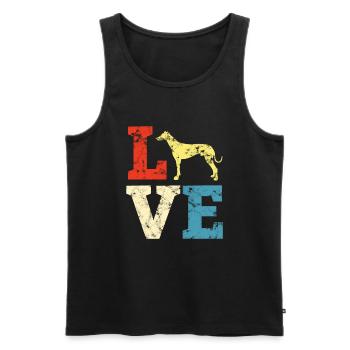 Lévrier LOVE Whippet Greyhound Vintage Cadeau - Débardeur bio Premium Homme - noir - Devant - AI Model Male 178 light (178cm)