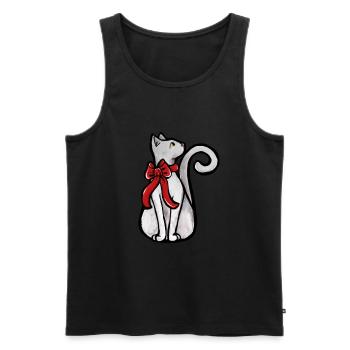 White Christmas Cat - Men's Premium Organic Tank Top - black - Front - AI Model Male 178 light (178cm)
