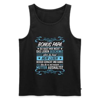 Bonus Papa Stiefpapa Stiefvater Stief Ehemann Dad - Männer Premium Bio Tank Top - Schwarz - Vorne - Michal (187cm)