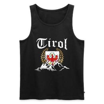 Tirol Tiroler Adler Wappen und Berge Retro Look - Männer Premium Bio Tank Top - Schwarz - Vorne - Michal (187cm)