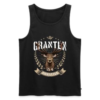 Grantln is a lifestyle Hirsch Grantler Bayern - Men's Premium Organic Tank Top - black - Front - AI Model Male 178 light (178cm)