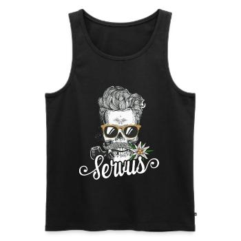 Servus Totenkopf Bayern Tirol Tracht - Männer Premium Bio Tank Top - Schwarz - Vorne - Michal (187cm)