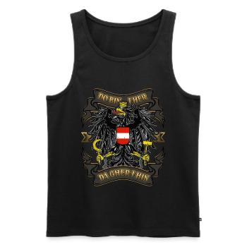 Österreich Do bin i her Spruch Adler Dialekt - Männer Premium Bio Tank Top - Schwarz - Vorne - AI Model Male 178 light (178cm)