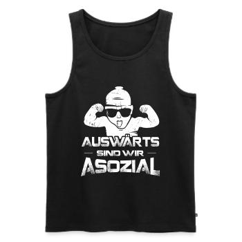 Auswärts sind wir asozial Ultras Fußball Fan Kurve - Männer Premium Bio Tank Top - Schwarz - Vorne - AI Model Male 178 light (178cm)