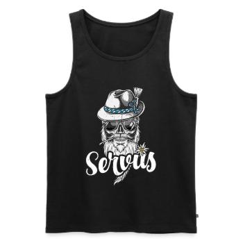 Servus Bekleidung Bayern Dialekt - Männer Premium Bio Tank Top - Schwarz - Vorne - AI Model Male 178 light (178cm)