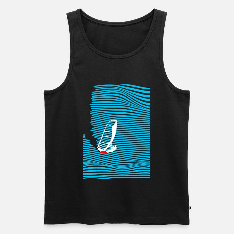Windsurfer Windsurfen Welle - Männer Premium Bio Tank Top - Schwarz