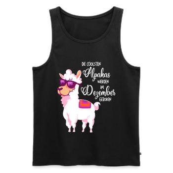 Die coolsten Alpakas werden im Dezember geboren - Männer Premium Bio Tank Top - Schwarz - Vorne - AI Model Male 178 light (178cm)
