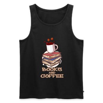 Books Coffee Kaffee Bücher Schriftsteller Autor - Männer Premium Bio Tank Top - Schwarz - Vorne - AI Model Male 178 light (178cm)